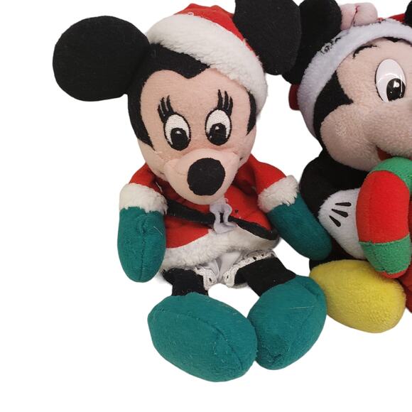 Vintage Walt Disney World Christmas Mickey Mouse Minnie Mouse Plush 8" 1999 - Picture 2 of 9